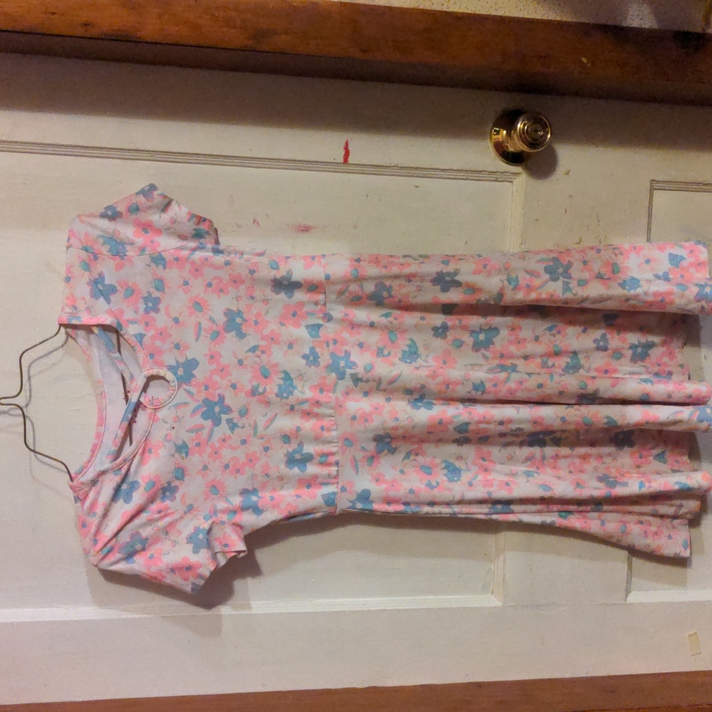A extremely me white Pink and blue dress